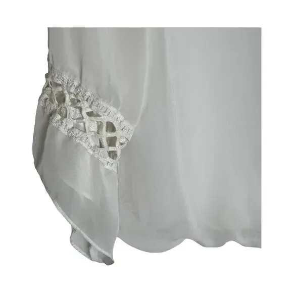 Women's AB Studio White Boho Chic Bubble hem Bell Sleeve Top L - Picture 6 of 13